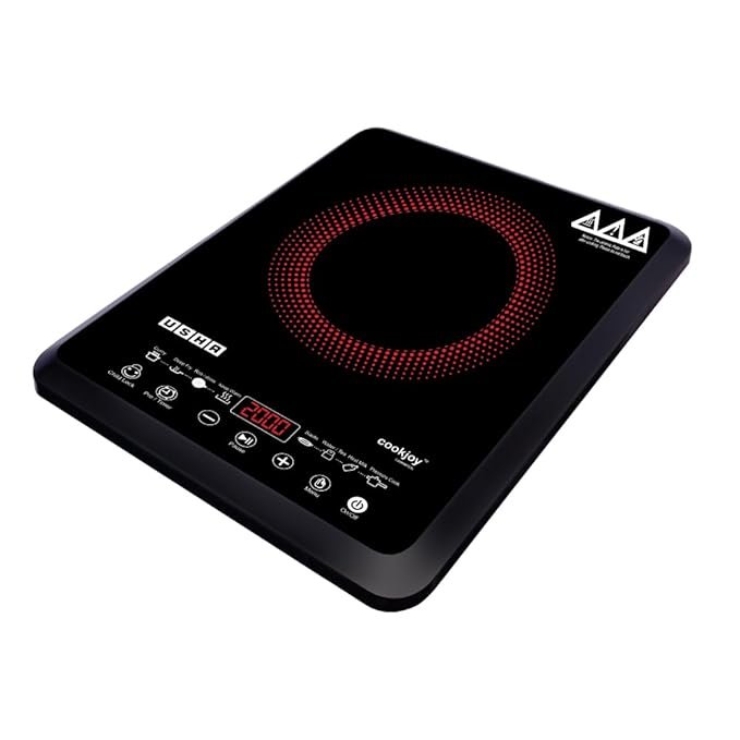 Usha Cookjoy (Cj2000Wtc) 2000 Watt Induction Cooktop with Touch Control (Black), Sealed, 1 Burner