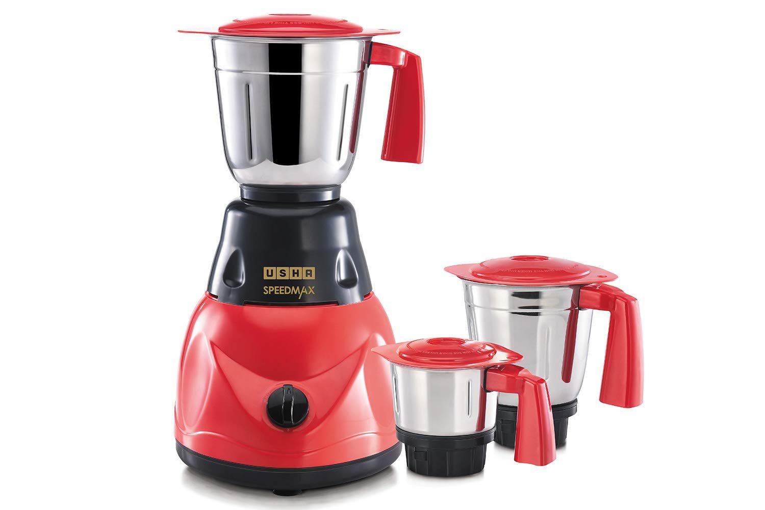 USHA SpeedMax 500-Watt Copper Motor Mixer Grinder with 3 Jars (Red/Black) - Image 2