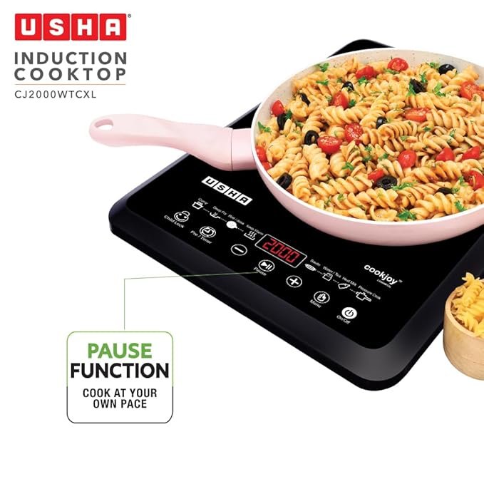 Usha Cookjoy (Cj2000Wtc) 2000 Watt Induction Cooktop with Touch Control (Black), Sealed, 1 Burner - Image 2