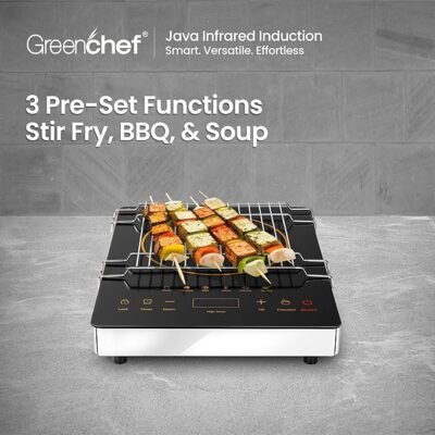 Greenchef Induction and non-induction compatible Infrared electric Cooktop with 3 pre set menu function and feather touch contol with - Jawa